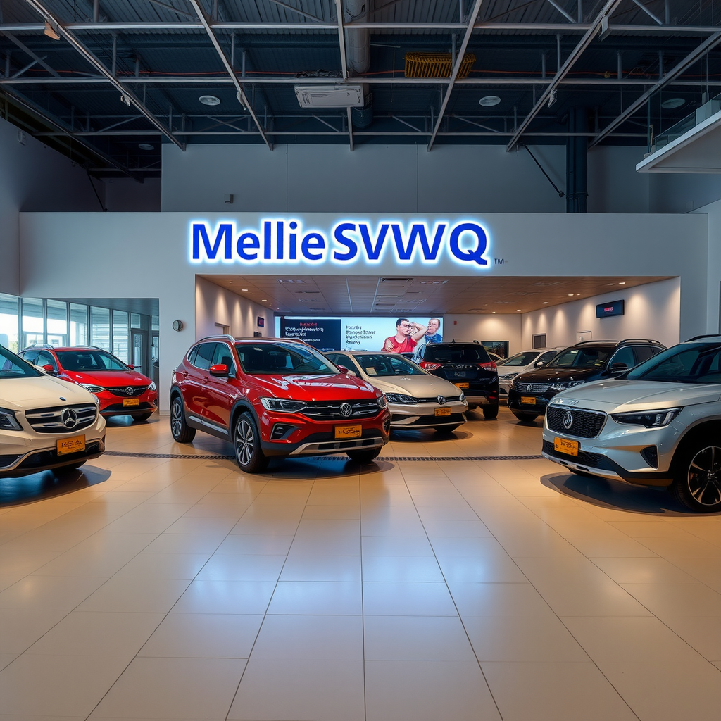 Instalaciones de MellieSVWQ en Av. Rivadavia 9820, Buenos Aires, mostrando el showroom moderno con vehículos usados de calidad en exhibición